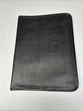 Vintage Black Pebbled Portfolio Padfolio Organizer Folder 14 x 11 Embossed Amway
